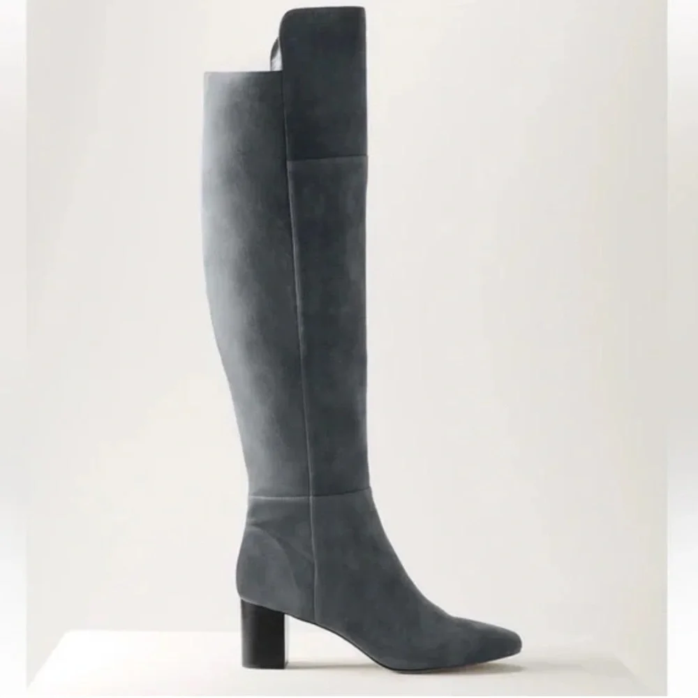 NEW‎ White House Black Market Gray Suede Over the knee Boots, size 9.5